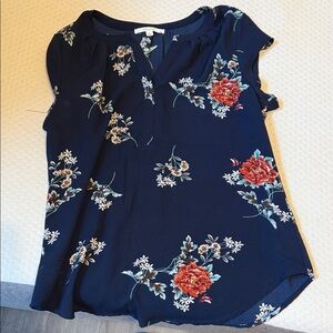Fun 2 Fun Navy Floral Blouse